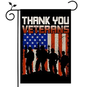 Nepnuser Thank You Veterans garden flag in red white and blue