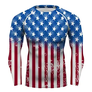 American flag long sleeve rash guard for BJJ and grappling