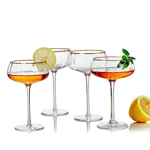 Lysenn vintage coupe glasses with gold rim