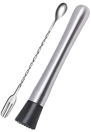 Ortarco home bar tool set with stainless steel muddler and mixing spoon