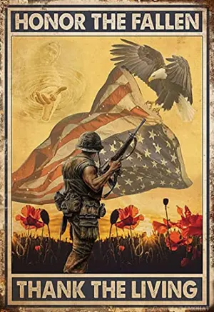 Honor the Fallen Thank the Living Memorial Day tin sign 12x8