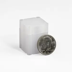 Clear square coin tubes for half dollars, push-top cap, acid-free plastic
