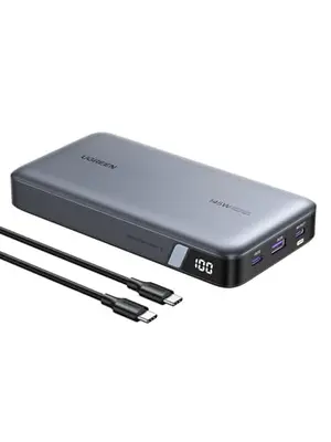 UGREEN 25000mAh power bank with digital display on desk
