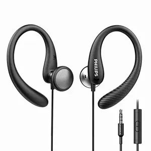 PHILIPS Over The Ear Earbuds in black with flexible earhooks
