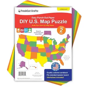Packet of pre-cut cardstock states for creating two complete US maps on poster board