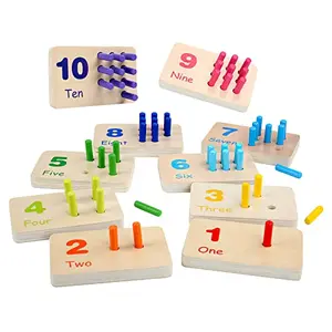 MIKNEKE Montessori Peg Board with wooden numbers and colorful pegs