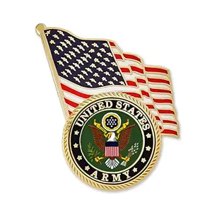 Officially licensed U.S. Army emblem and flag lapel pin with gold plating