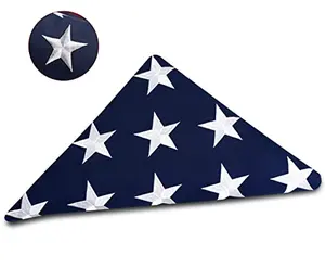 Heavy-duty cotton American burial flag with embroidered stars and brass grommets
