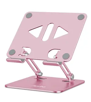 Aoviho rose gold tablet stand holding an iPad on a desk