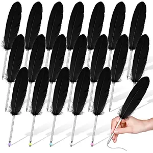 Censen feather quill pen set of 20 with black ink for 1776 themed party favors