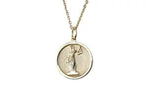 bejewelike Gold Plated Sterling Silver Lady Justice Pendant Necklace