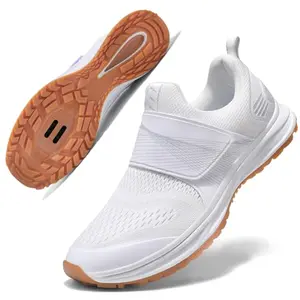 TAILORIA women's white indoor cycling shoes with slip-on design and SPD cleats