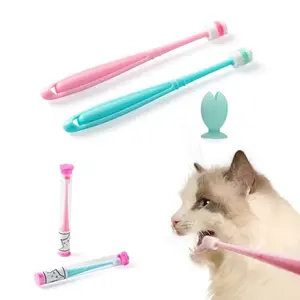 E.M&S.T 360 degree silicone cat toothbrush set with suction cup