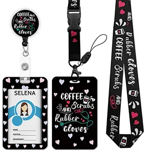 Mcapirivo Funny Nurse Lanyard with coffee and rubber gloves design
