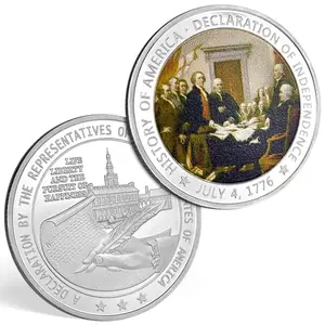 Declaration of Independence challenge coin with 3D relief design