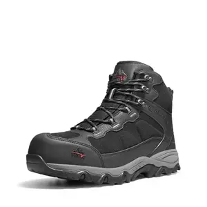 NORTIV 8 waterproof steel toe boots in black with impact-resistant toe and slip-resistant outsole