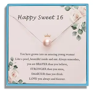 Sweet 16 pink pearl necklace with rose gold finish