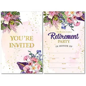 Soiceu Floral Retirement Party Invitations Set of 20