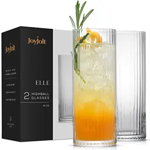 JoyJolt Elle fluted highball glasses set of 2