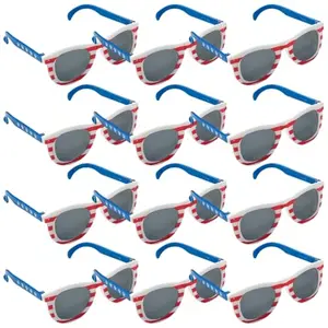 Classic-shaped American flag sunglasses on child and adult