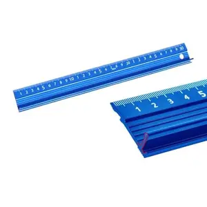 Blue aluminum safety ruler with raised grip