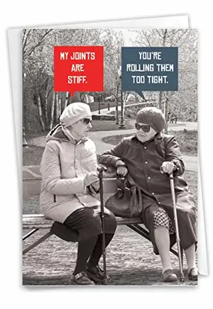 NobleWorks funny birthday card with joke about rolling joints too tight