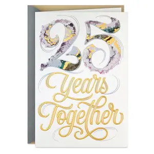 Hallmark 25th anniversary card with watercolor and gold foil '25 years together'