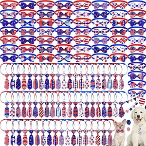 Eccliy 120 Pieces 4th of July Patriotic Dog Bow Ties Assortment