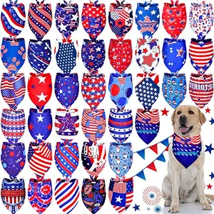Bulk pack of 40 patriotic dog bandanas with different prints