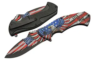 SZCO 1776 Born Free eagle flag assisted opening folding knife with pocket clip