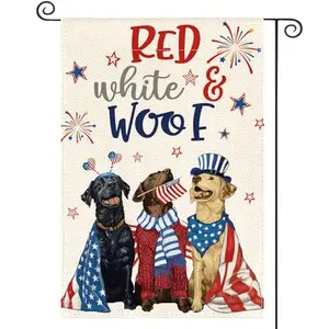 AVOIN colorlife patriotic dogs garden flag 12x18 double sided 4th of July