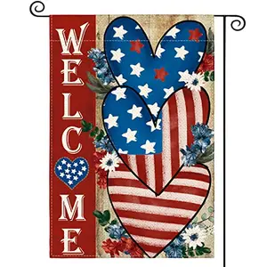 AVOIN colorlife double sided patriotic garden flag with heart and stars