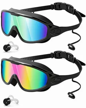 Rantizon 2-pack swim goggles with wide view and anti-fog for lap swimmers