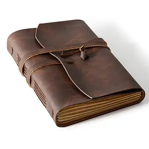 Vintage genuine leather journal with kraft paper by RILIHO