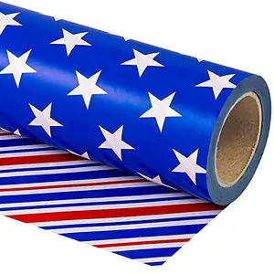 WRAPAHOLIC reversible patriotic wrapping paper roll with stars and stripes