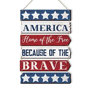 Tatuo wooden patriotic door hanger with Home of the Free message