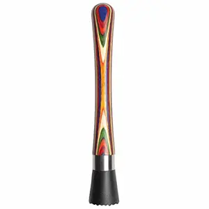 Baltique Marrakesh Collection wooden muddler with colorful birch handle and non-scratch head