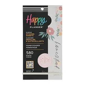 Happy Planner Homesteader sticker pack with farmhouse designs, inspirational quotes, and 30 sheets