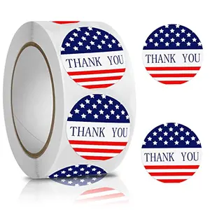 BENOSPACE American Flag Thank You Stickers Roll
