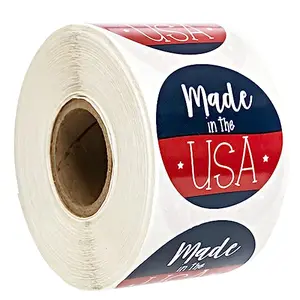 Cute Made in the USA sticker roll with red, white, and blue design