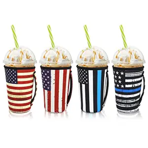 AJLTPA American flag reusable cup sleeves with handles