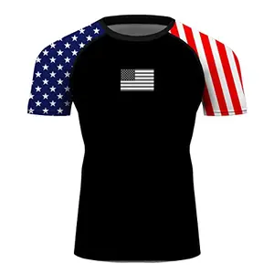 Vibrant USA flag rash guard for grappling and MMA