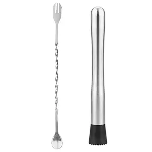 tifanso stainless steel muddler and cocktail mixing spoon set for home bars