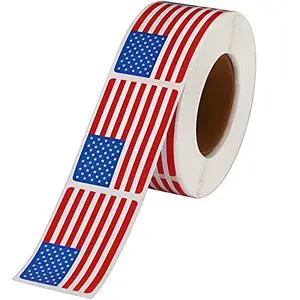 SANNIX American flag sticker roll of 500 pieces for general patriotic decoration