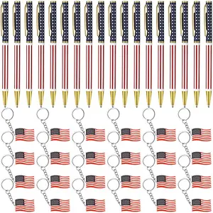 Huquary American Flag metal pens and keychains set