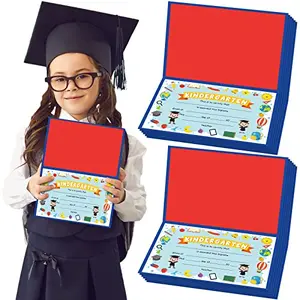 Bulk pack of 72 kindergarten graduation certificates with elegant gold foil accents