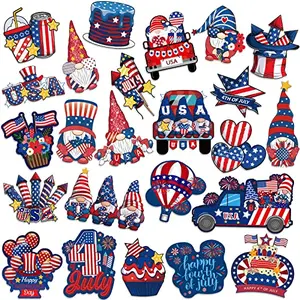 24-piece set of 4th of July gnome and American flag fridge magnets