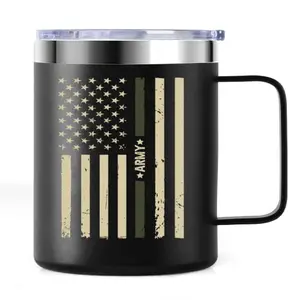 ZAHUOMUG veteran gifts stainless steel travel mug with army design