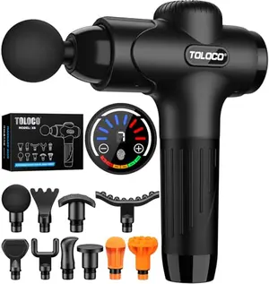 TOLOCO X8 massage gun with LED display and heads