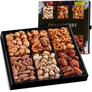 Snackberry holiday mixed nuts gift basket in a drawer-style box